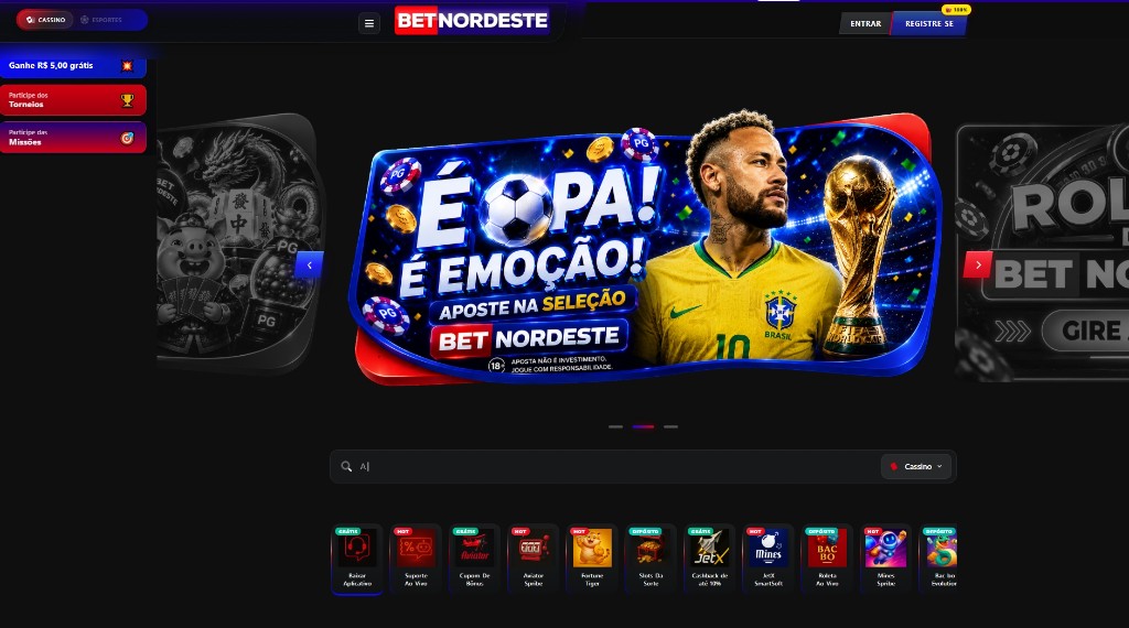 Painel do jogador — interface do cassino